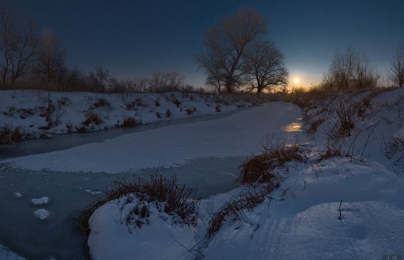 ночь, ночная съемка, небо, луна, зима, мороз, снег, звезды, звездное небо, речка, деревья, пейзаж, ночной пейзаж, starry sky, night, winter, moon, moonrise, light, nightscape, night photography, river, frozen, moonlight, magic магия лунной ночи .. фото превью
