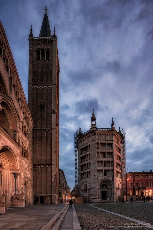 Parma, Italy, city, town, light, street, road, church, cathedral, night, evening A night in Parmaphoto preview