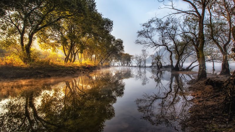 reflection landscape waterside water light sunrise Korea Halfphoto preview