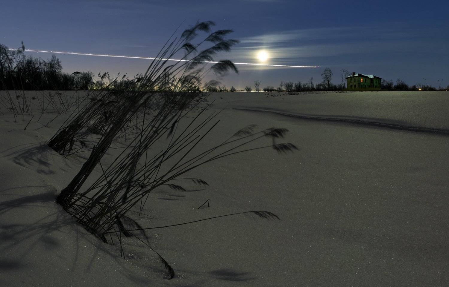 ~135~. Автор: zapravka2 длинная выдержка, панорама, зима, ночь, луна, полнолуние,, zapravka2