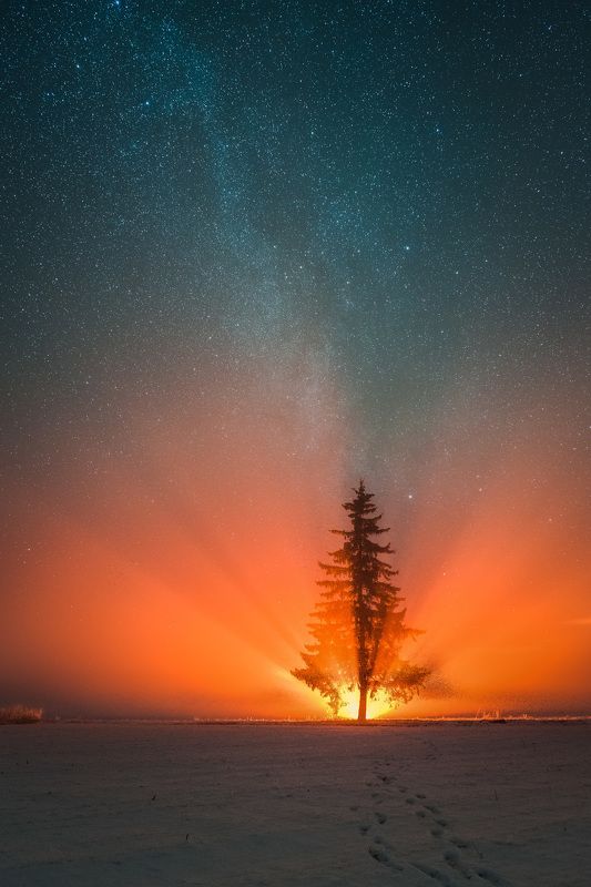 fire night milkyway latvia art nature Light powerphoto preview