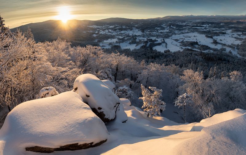 poland, sunrise, landscape, rudawy, karkonosze, sudety, morning WInter sunrisephoto preview