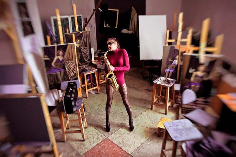 маска, fashion, саксофон saxophone and a womanphoto preview