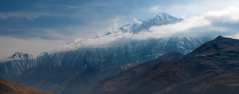 кбр, скалистый хребет, горы, облака, чегемское ущелье Чегем, непогодно...photo preview