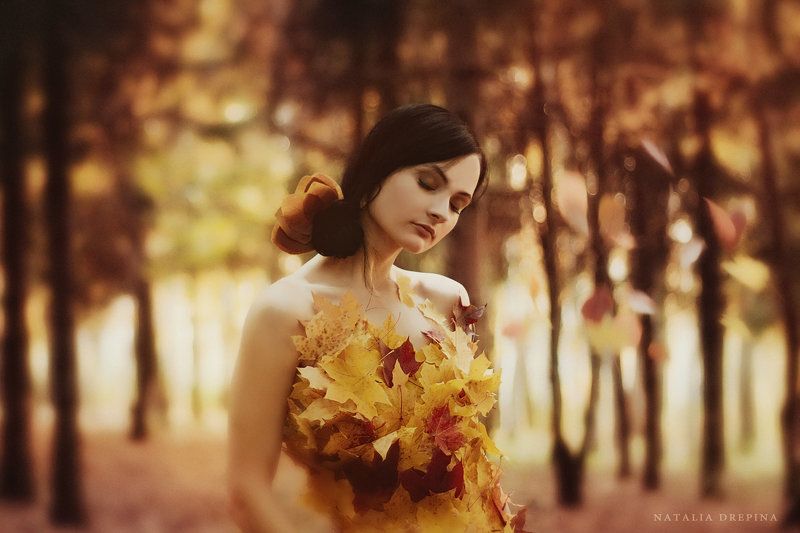 autumn, dress, lief, yellow, wood,wrapped up in autumn Wrappedphoto preview