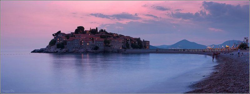 montenegro Закат у острова Святого Стефанаphoto preview