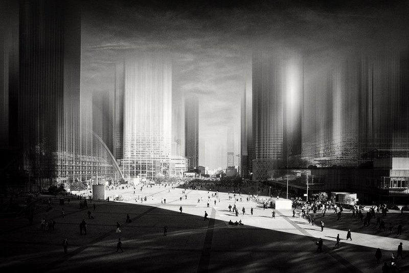 париж, франция, город, дефанс, площадь, здание, архитектура, люди, тень, свет, небо, dyadyavasya Пронзая небоphoto preview