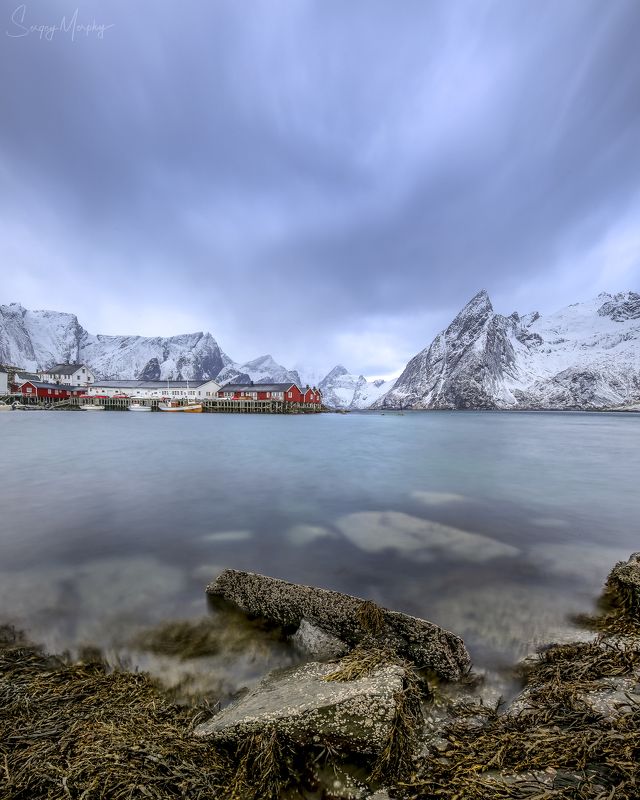 weather  hamnoy. lofotens. Harsh weather in Hamnoy. Lofotens.photo preview