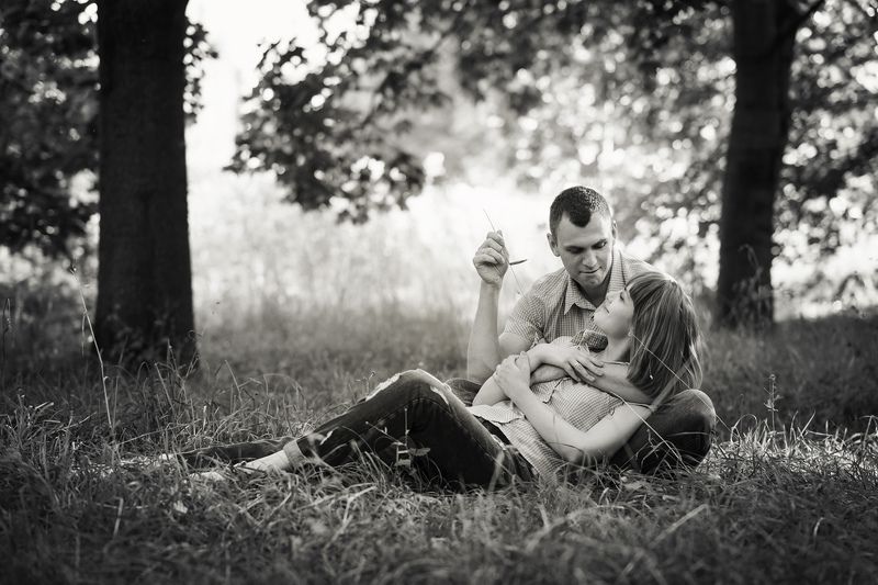 прогулка, любовь, он, она, портрет, чб Летний вечерphoto preview