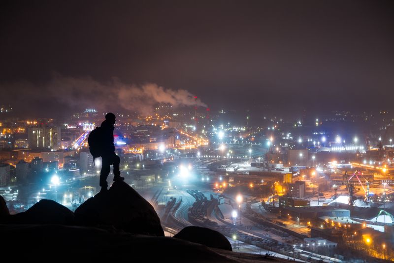 ночь туман россия мурманск порт город Городской исследовательphoto preview