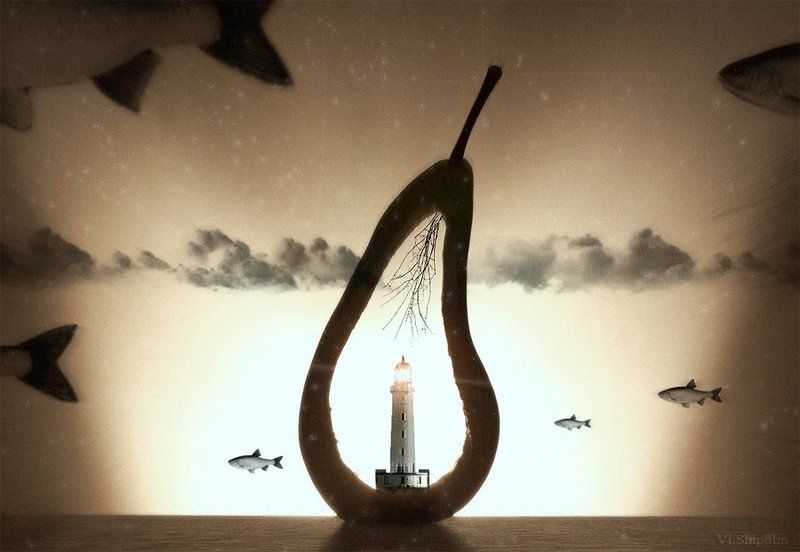 autumn,fish,pear, lighthouse,sea,branches,art,digital,vladimir,shipulin,photo,владимир,шипулин,фото,арт,груша,ветки,рыба,миграция Осень...photo preview