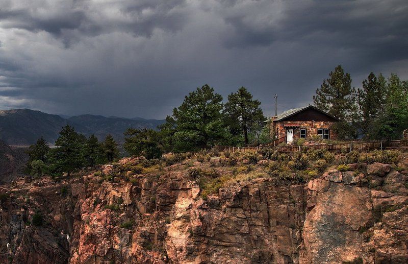 дома, горы, природа, ландшафт, пейзаж, небо, тучи, сша, колорадо, каньоны Домик на гореphoto preview
