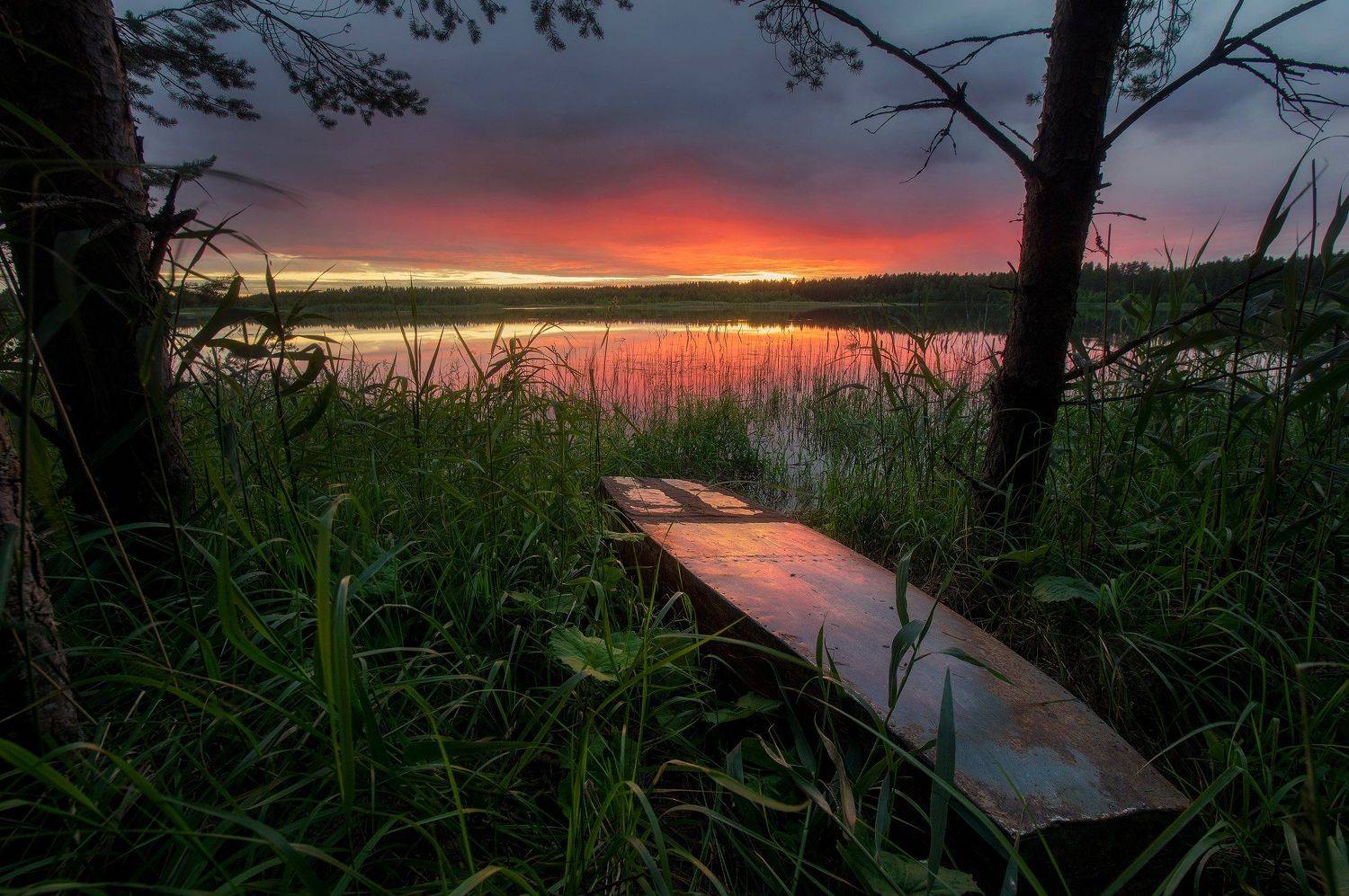 пейзаж, закат, лодка, александр таничев