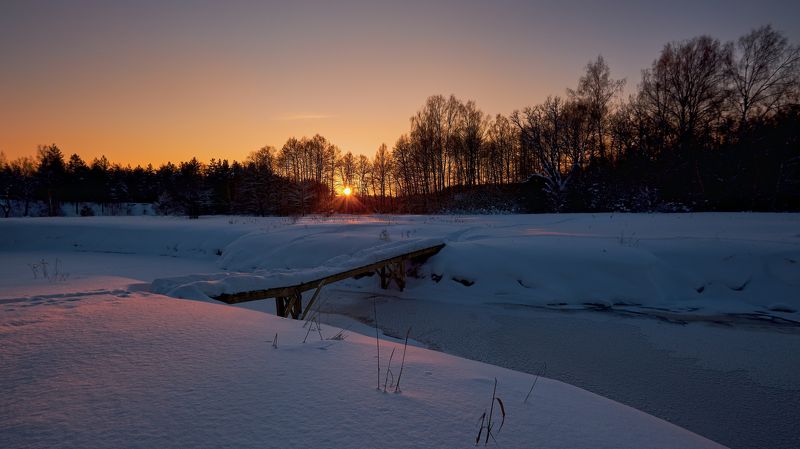 закат, река, мостик, анциферово, нерская ***photo preview