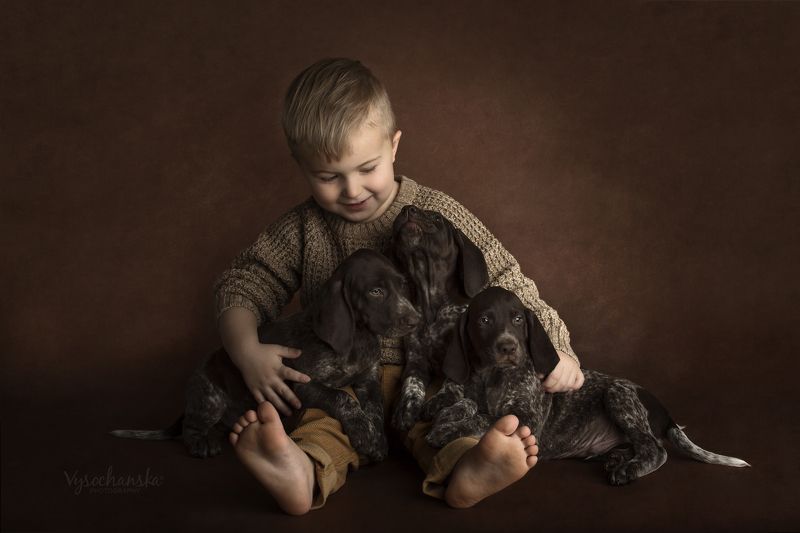 boy with puppiesphoto preview