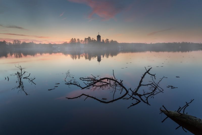 утро, Введенское, рассвет, оеро Утро у монастыряphoto preview