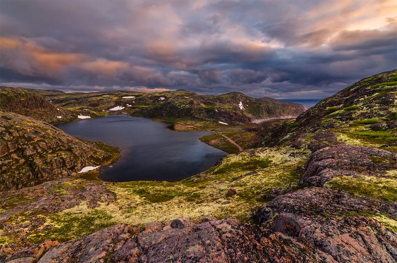 природа, пейзаж, север, кольский, панорама, природа россии, дикая природа, закат, свет, облака, вечер, тундра Заполярье летомphoto preview