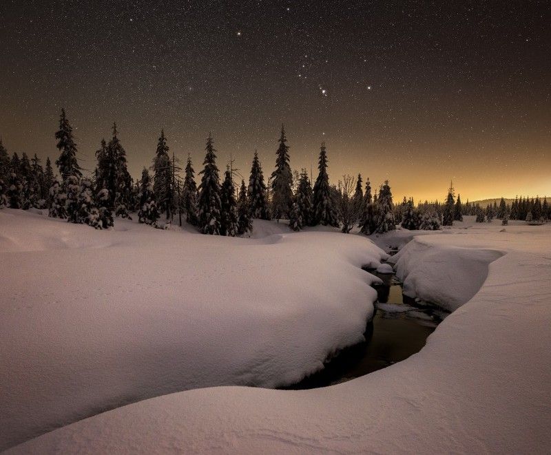 jizerka,snow,frozen,starscape,nighscape,stars,orion Frozen silent..photo preview
