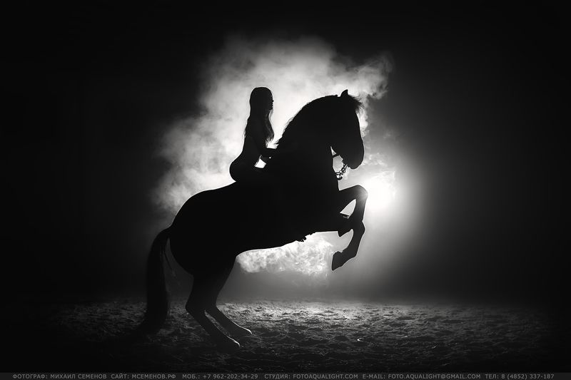 михаилсеменов, аквалайт, верхом, наконе, девушка, буцефал, чб Буцефалphoto preview