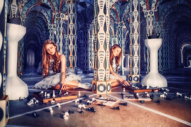 девушка, алиса, портрет, жанр, синий, сказка, girl, portrait, alice, fairytale, blue photo preview