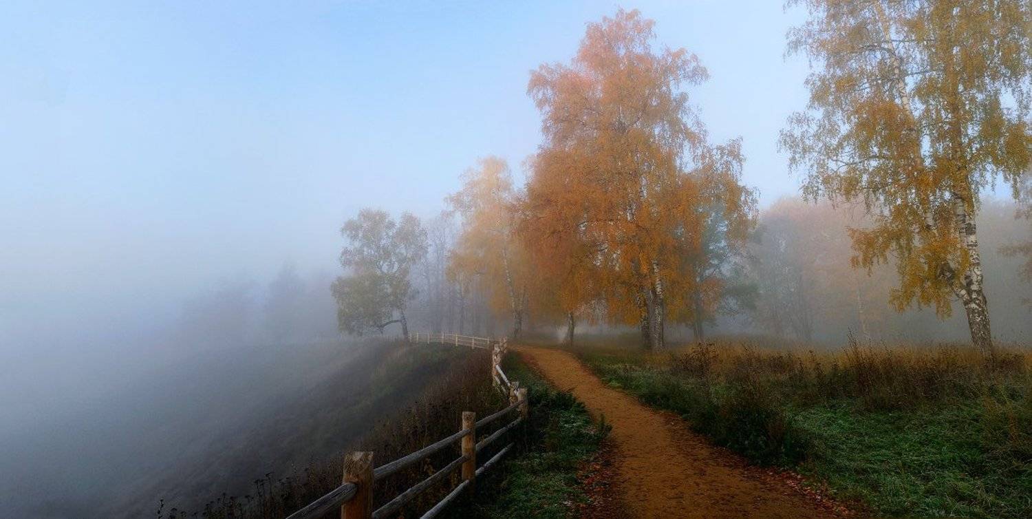 Дорогой в .... Автор: Вавилов Митя плёс, плес, осень, туман, соборная гора, Вавилов Митя