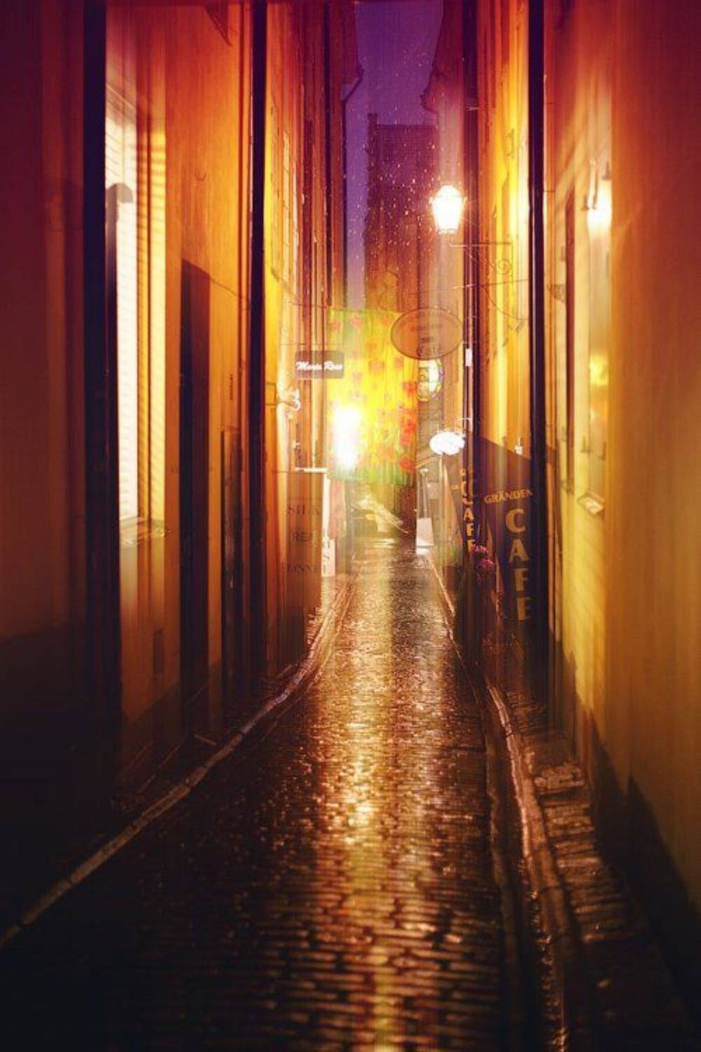 швеция, стокгольм, город, улица, ночь, снег, фонарь, дом, архитектура, свет, мостовая, dyadyavasya, Дмитрий Шамин