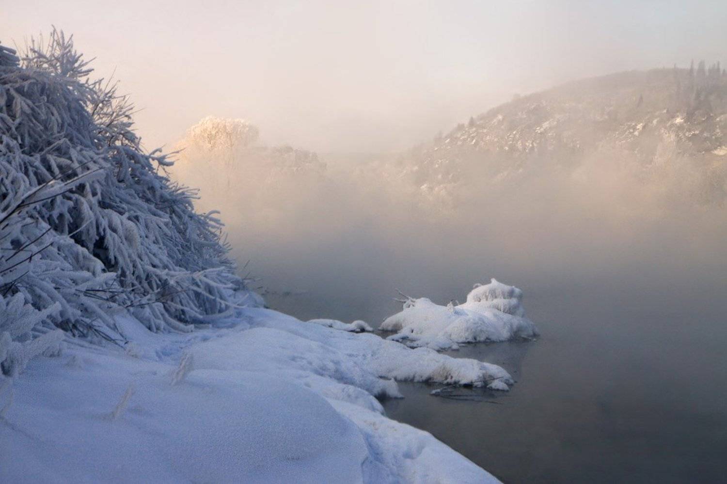зима, река, туман, томь, Галина Хвостенко