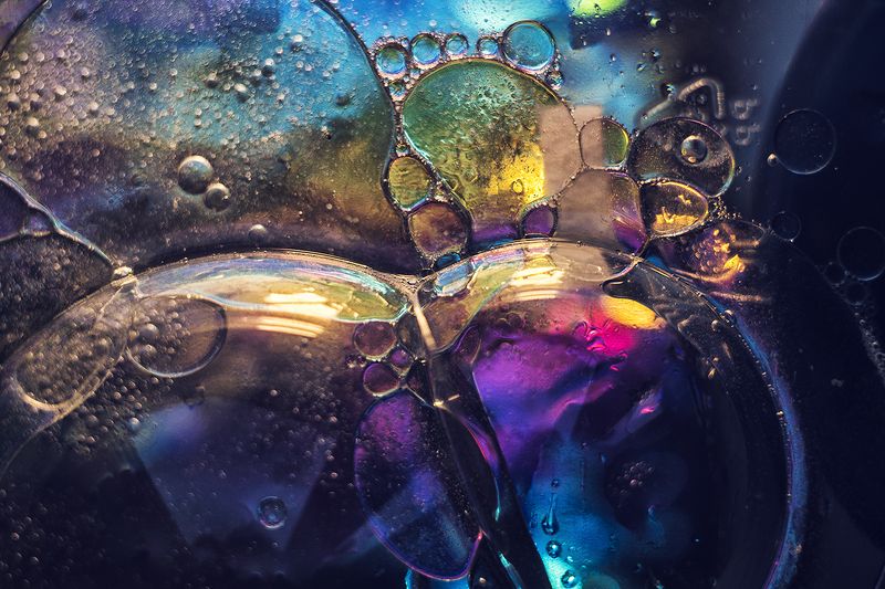 макро, макрофотография, макросъёмка, капли, масло, цвета photo preview