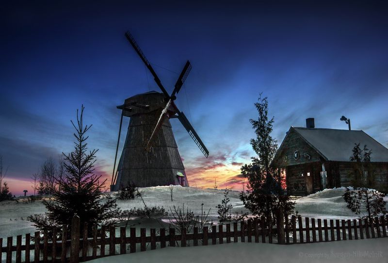 беларусь, мельница Хуторская мельница на закате фото превью