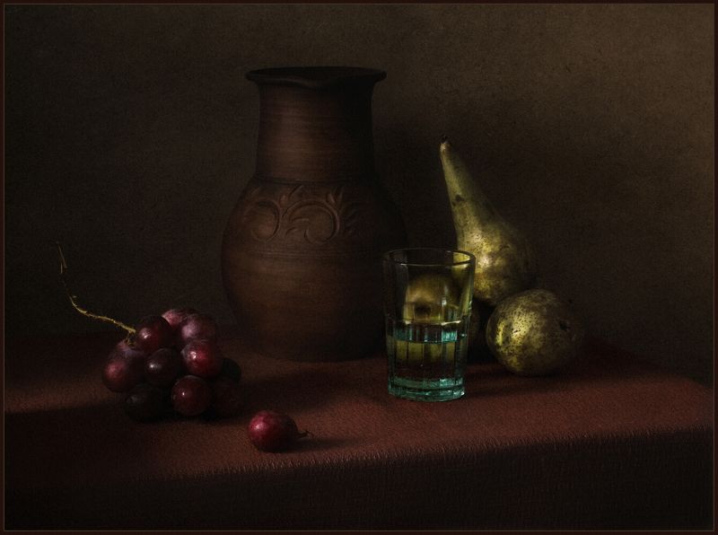 натюрморт, still life, груши, стакан, виноград, кувшин ***photo preview