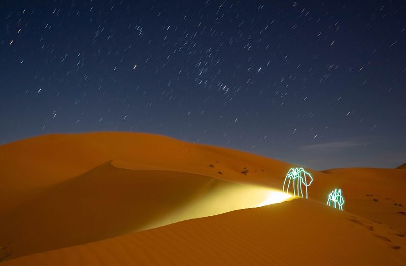 lightpainting, lightart, longexposure, nightphotography, light, night, morocco, merzouga, desert, spider Lightering place.photo preview