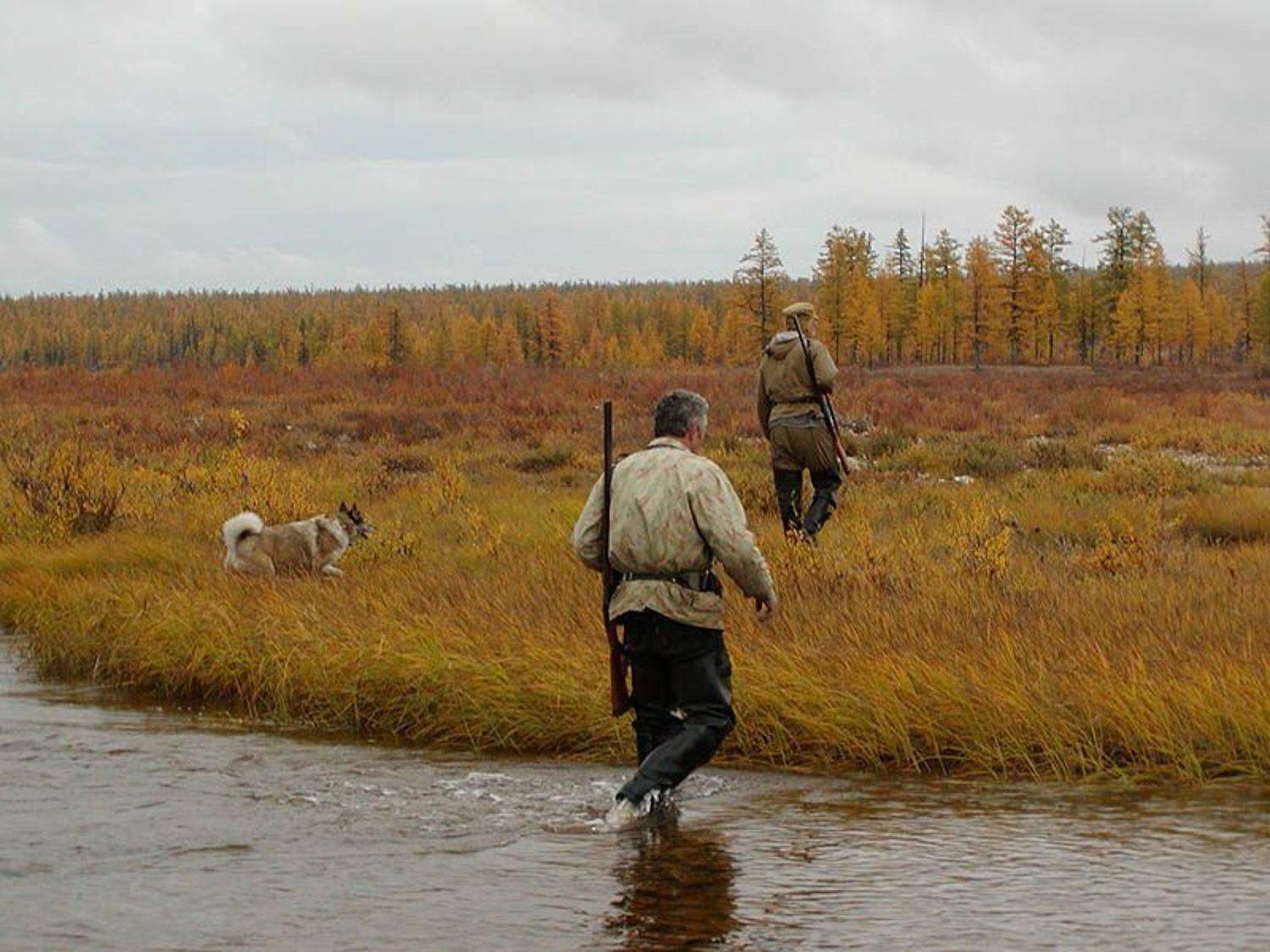 охотники, тайга,осень, Солодухин Виктор