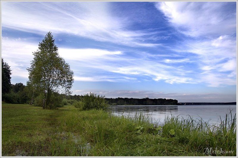 екатеринбург, озеро, шарташ, голубое, небо, облака, дерево, трава, вода Шарташphoto preview