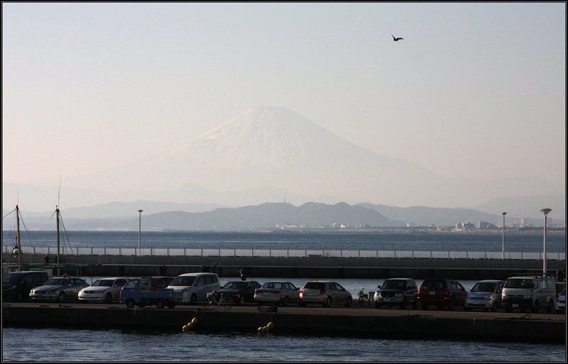 фудзи, япония, вулкан, камакура, fuji, закат, горы, море \