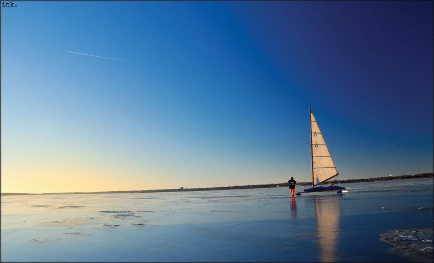 буер, разлив, зима, Ink