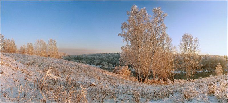 зима, солнце, снег, река, береза Линии зимыphoto preview