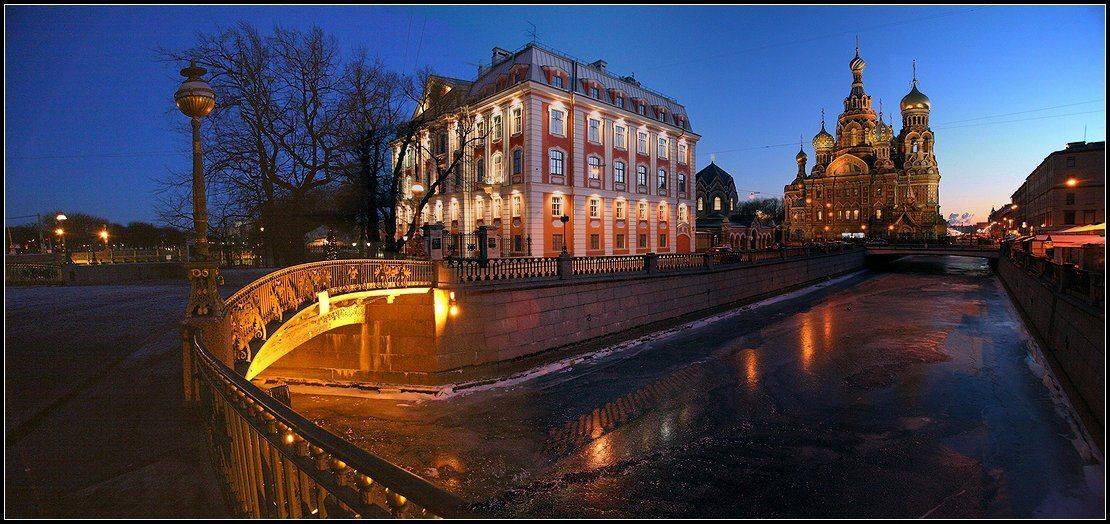 петербург, город, вечер, река, канал, зима, Григорий Иващенко