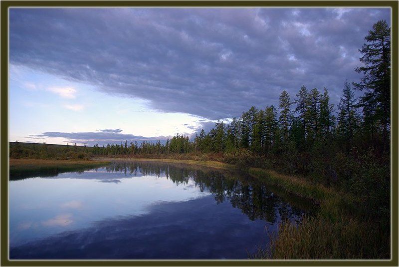 тайга,река,тучи Смена погодыphoto preview