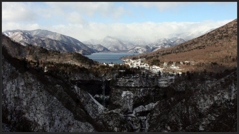 япония, озеро, никко, водопад, горы, небо, чужензи Lake-Chuzenji & Kegon-Fallsphoto preview