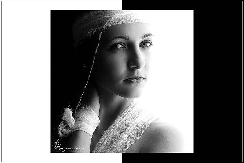 портрет,черное,белое,девушка, Александр Путев