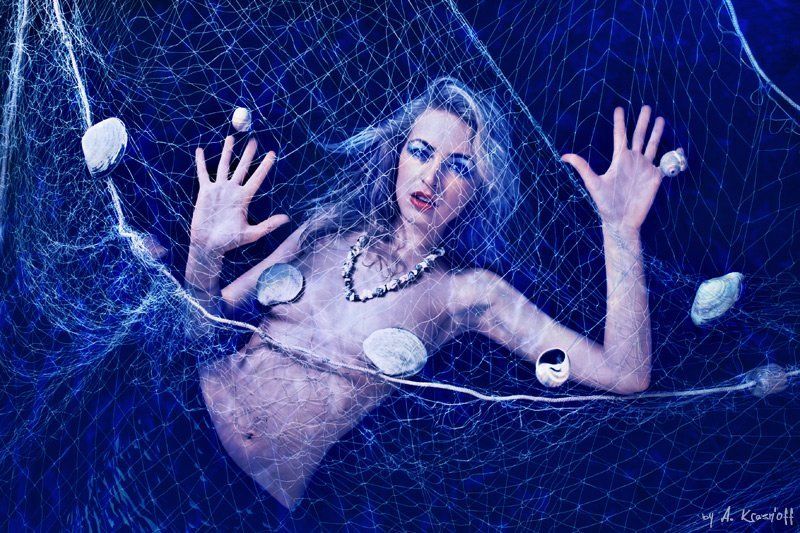 девушка, взгляд, русалка, сеть, ракушки, глубина come undone....photo preview