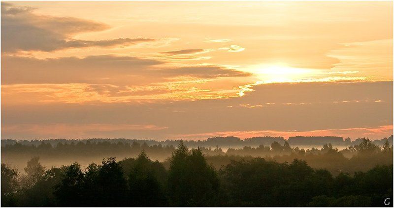 талашкино, рассвет, туман, даль photo preview