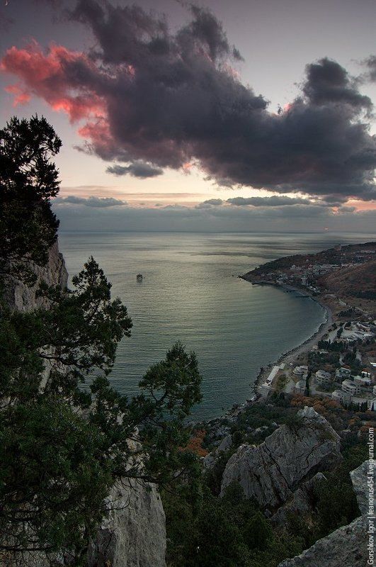 крым, горы, море, осень, закат, небо, вечер, rpp Осенний вечер на склоне горы Кошкаphoto preview