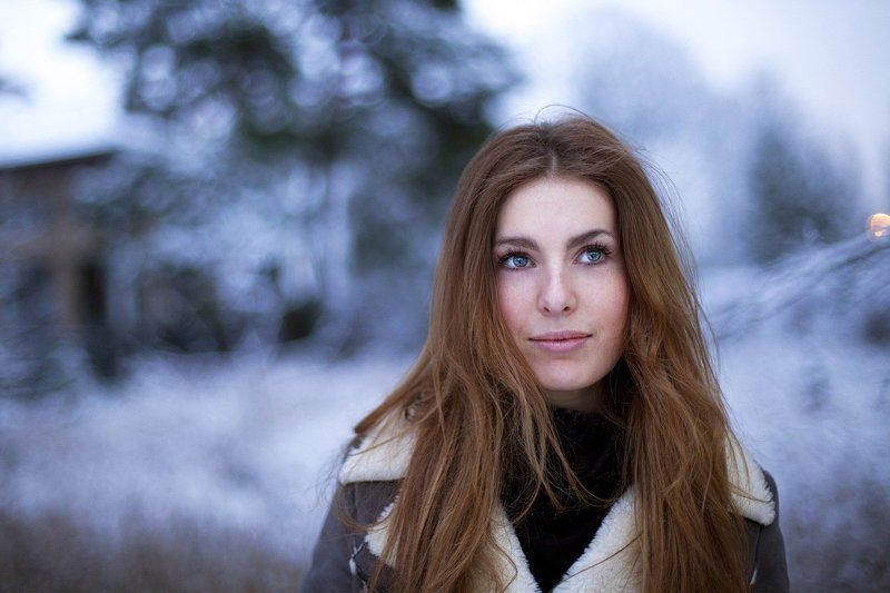 девушка, снег, зима, портрет Pure snowphoto preview