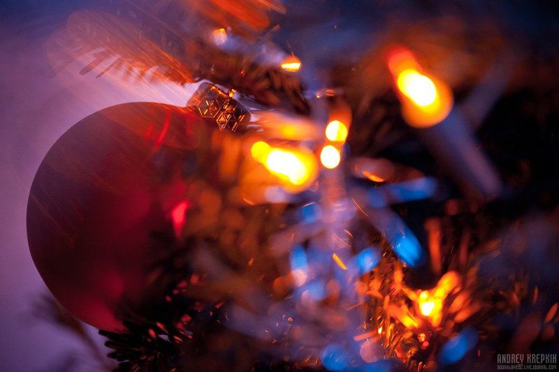 новый год, макро, ёлочный шар, гирлянда С Новым годом!photo preview