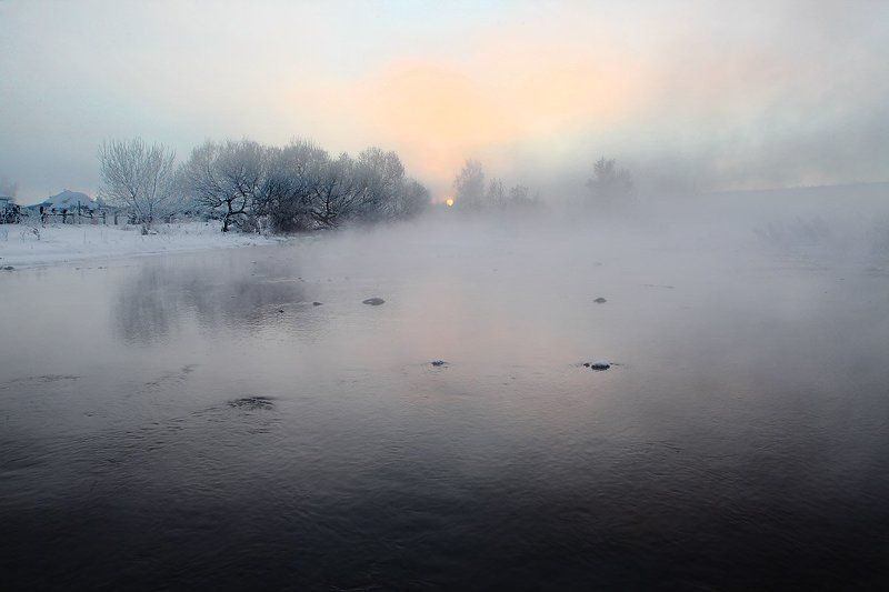 утро, рассвет, мороз, туман, алтай, урожайное Однажды морозным утром...photo preview