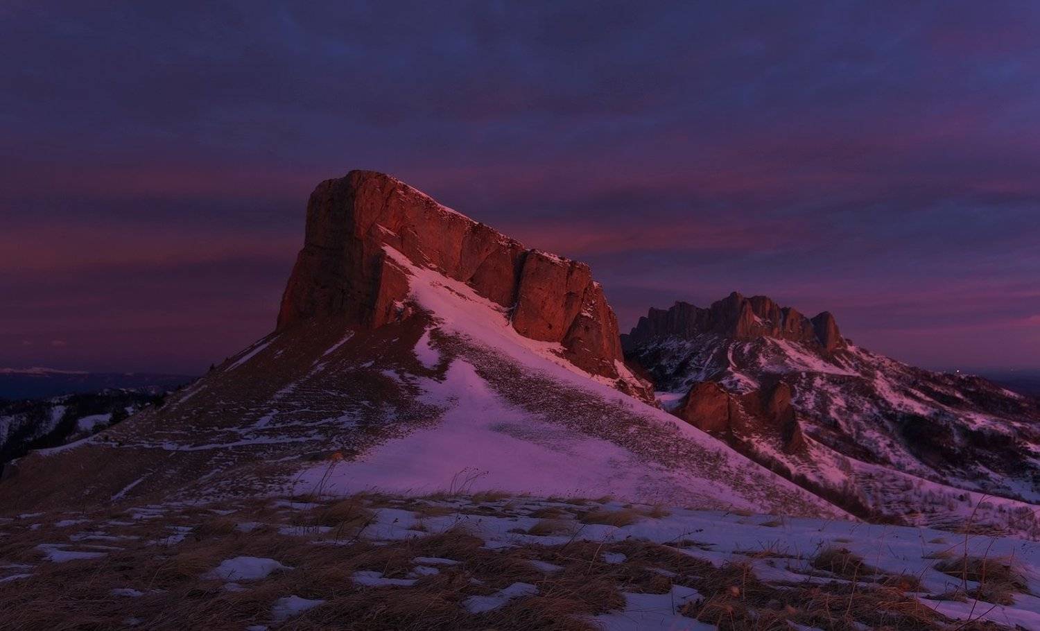 горы, кавказ, рассвет, тхач, зима январь 2012год, ФЁДОР