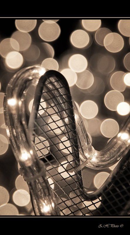 ornament, lighttube, bokeh, sepia Light all aroundphoto preview
