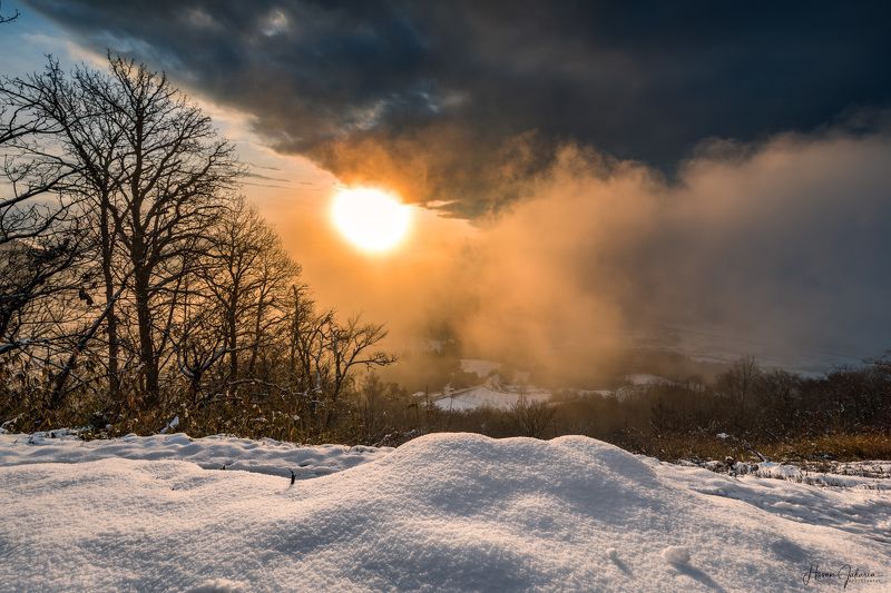 winter snow kyoto japan landscape nature mountain mist sun Burning Morningphoto preview