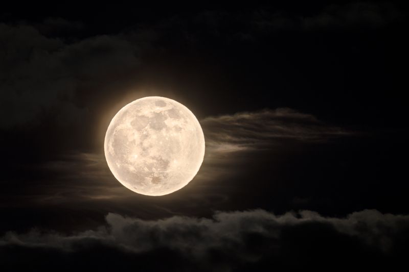 суперлуние, супер луна, полная луна, полнолуние, луна, ночь, перигей, зима, февраль, 19 февраля 2019, облака, небо, астрономическое явление, спутник земли Суперлунаphoto preview